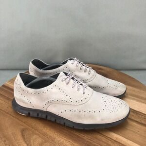 Cole Haan Zerogrand Wingtip Oxford Dress Shoes Beige Suede Leather Womens 8.5 B